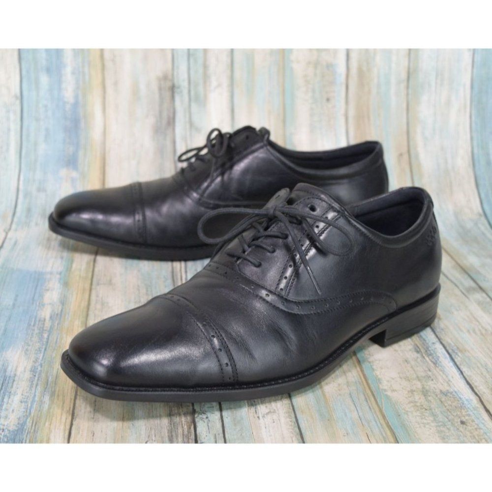 ECCO Melbourne Cap Toe Oxfords Men's Size 44 US 10 / 10.5 Black Leather Shoes